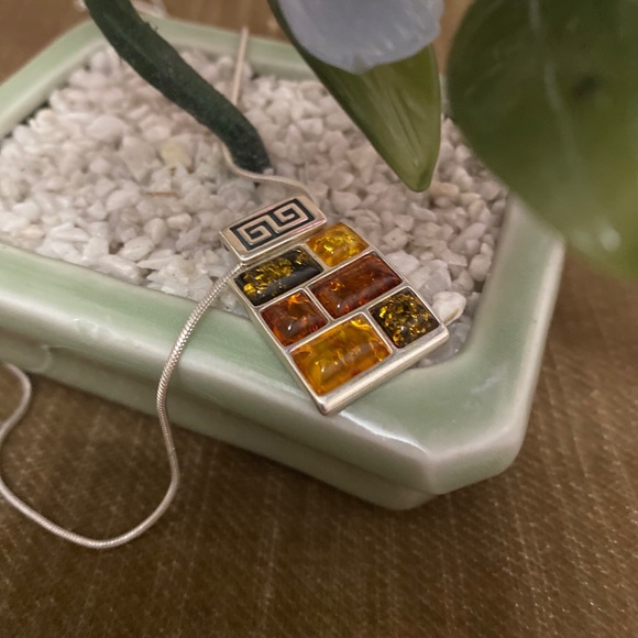 Vintage Baltic Amber “925 Silver Necklace/earrings - Picture 2 of 10